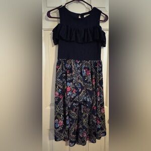 Speechless Navy Floral High Low Skirt
